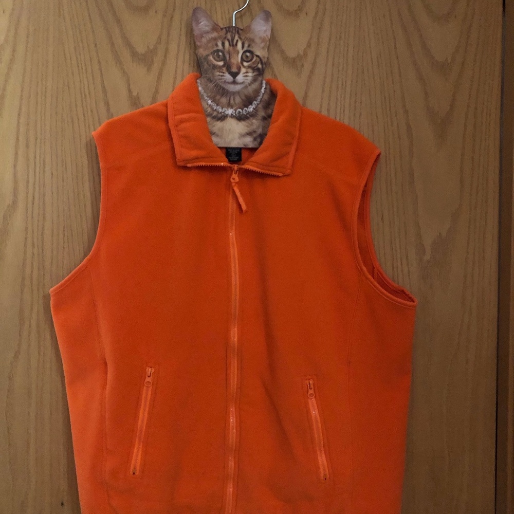 HUNTING? Hunter Orange Polar Fleece Vest Men Large